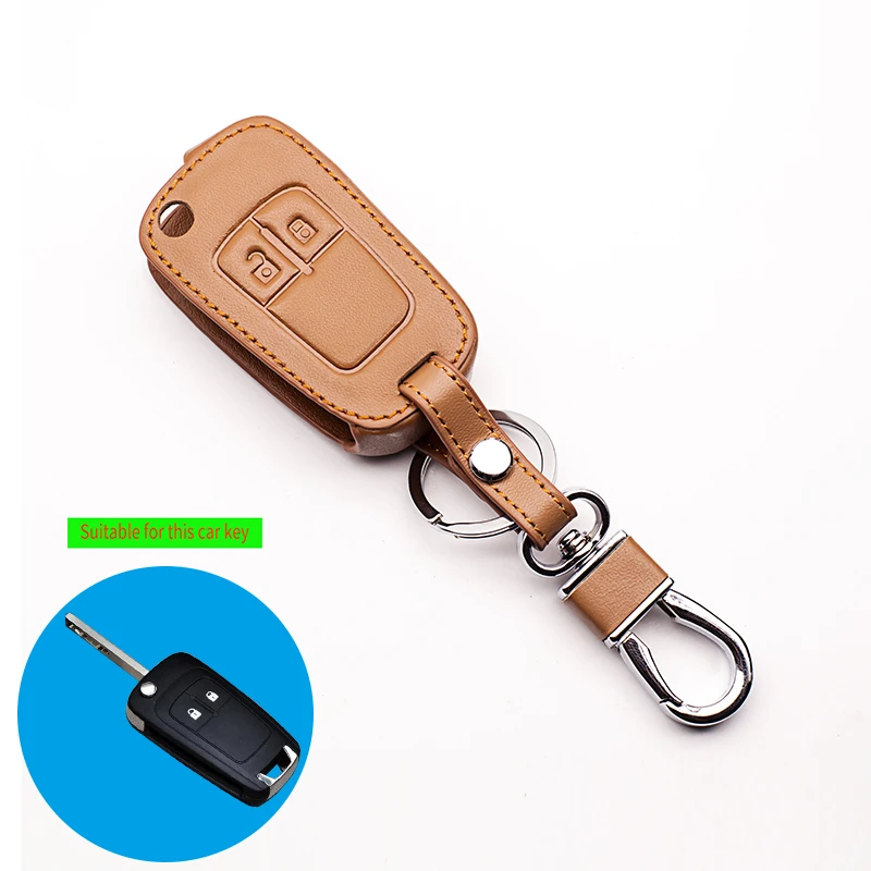 Car-cover Genuine Leather key cases sets key bags for Opel Mokka Astra Corsa Antara Insignia Meriva Zafira,2 Buttons fold key