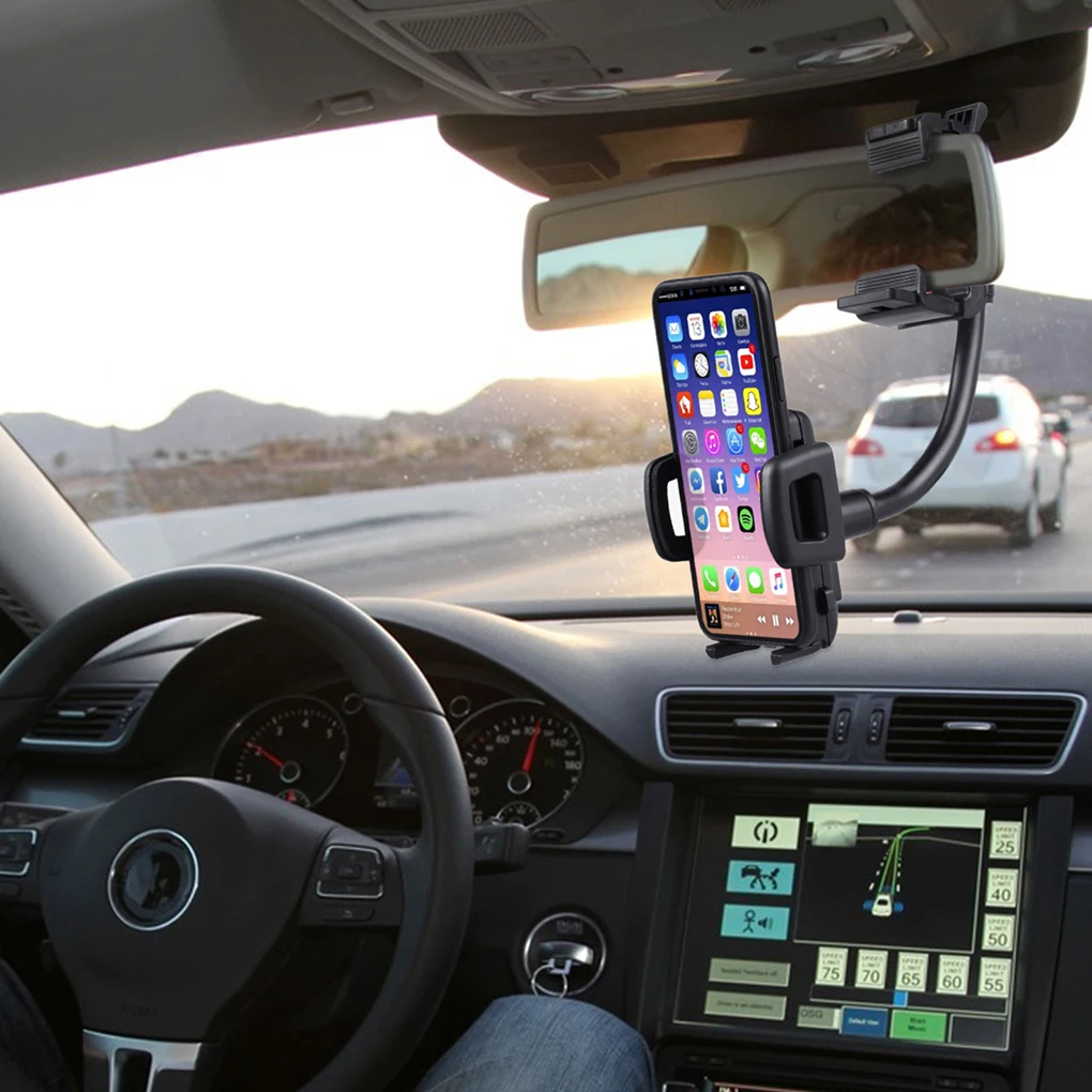 SYRINX Car Holder Rearview Mirror 360° Adjustable GPS Car Clips Holder for Phone Air Outlet Flexible Cellphone Stand Bracket