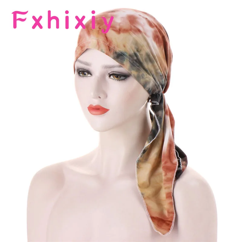 

Fashion Women Elastic Inner Hijabs Hat Pre-Tied Headwear Bandana Hair Bands Muslim Turban Indian Hats Head Wrap Skullies Beanies