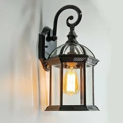 Outdoor Vintage Wall Lamp E27 Bulb Sconce Light Fixtures Retro LED Wall Lamp Porch House Home Yard Garden Lighting Black Bronze