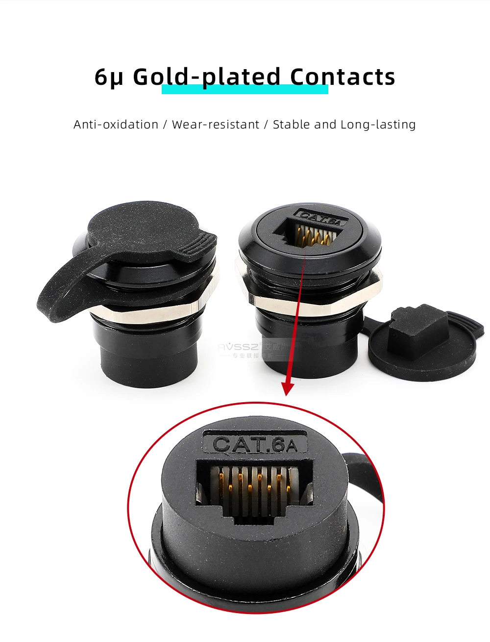 Metall-D-Typ RJ45 Netzwerkmodul RJ45 CAT6 CAT6A Gigabit 10GE Runder D-Typ Crimpanschluss RJ11 4-polige Telefonbuchse – Detail 36