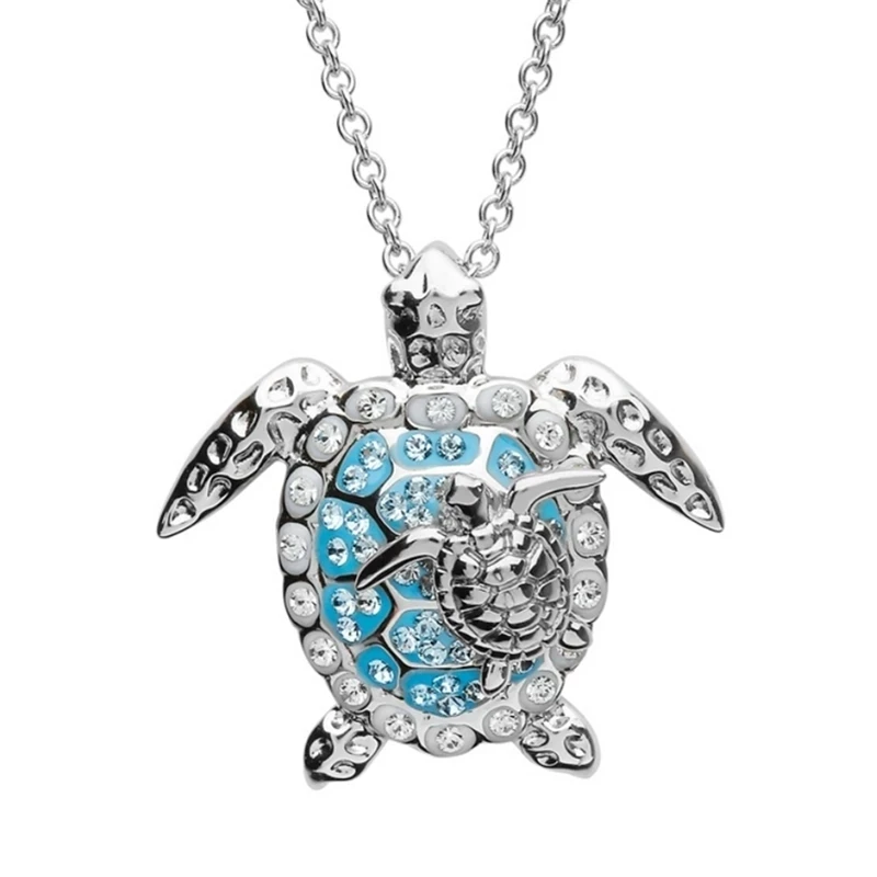 Women Necklace Sea Turtle Mother Baby Pendant BirthdayMother Day Gift Chain On The Neck Accessories