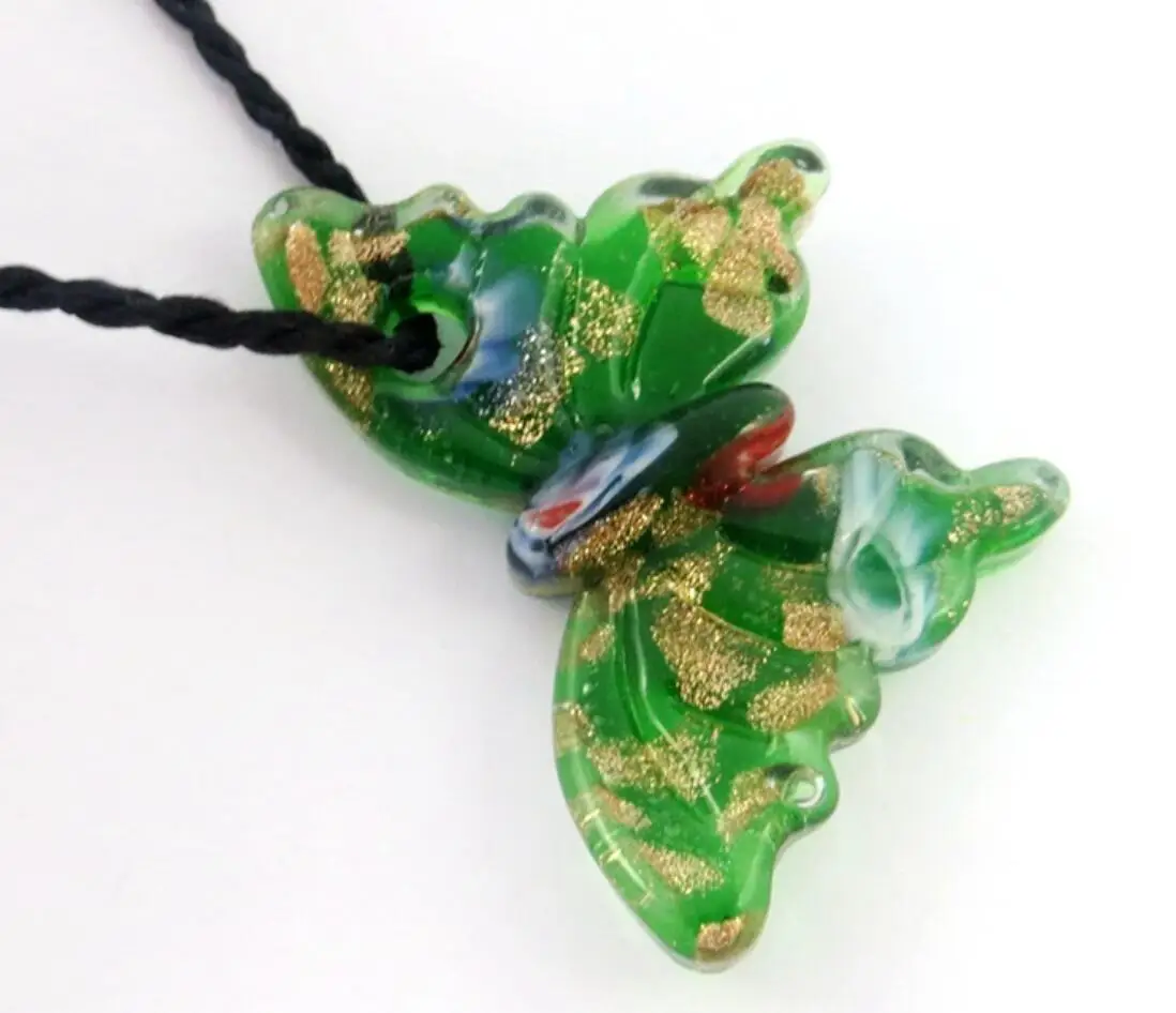 Handmade Murano Glass Pendant Fit Necklace Colorful Butterfly