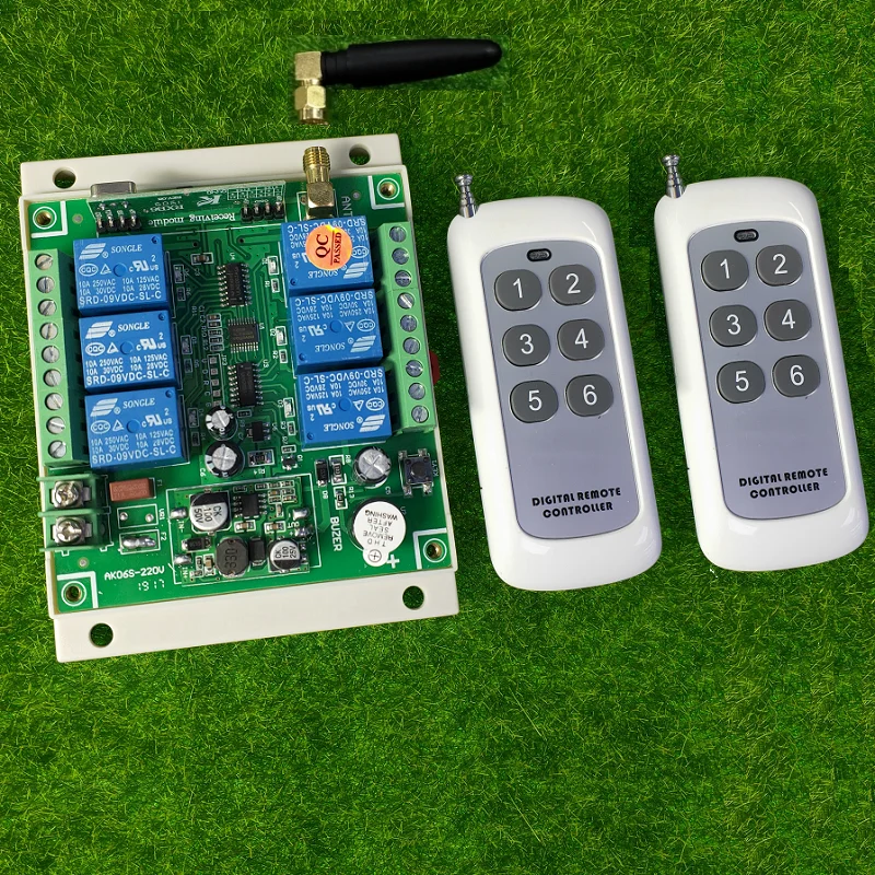 DC 12V 24V 36V 6CH RF Wireless Remote Control Switch System  10A Relay Receiver + 6  Button Transmitter   315/433 MHz