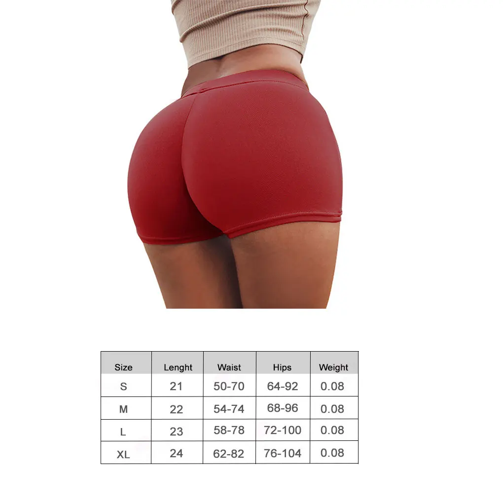 Sexy Shorts Women Sports Wear Fitness Short Pants Skinny Female Push Up Gym Clothing Solid Color Elastic Breathable