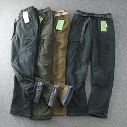 Germany Windproof Waterproof Plush Soft Shell Pants Outdoor Men's Straight Multi Bag Overalls Camping Hunting Equipment Trousers