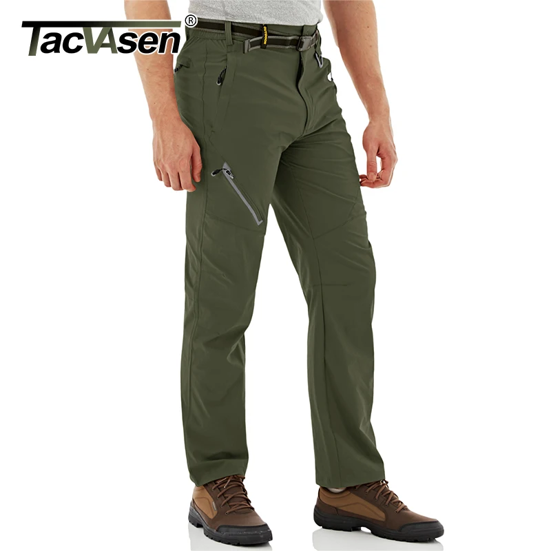 TACVASEN Quick Dry Outdoor Hiking Pants Men Summer Lightweight Rip-stop Cargo Work Trousers Multi-Pockets Camping Fishing Pants