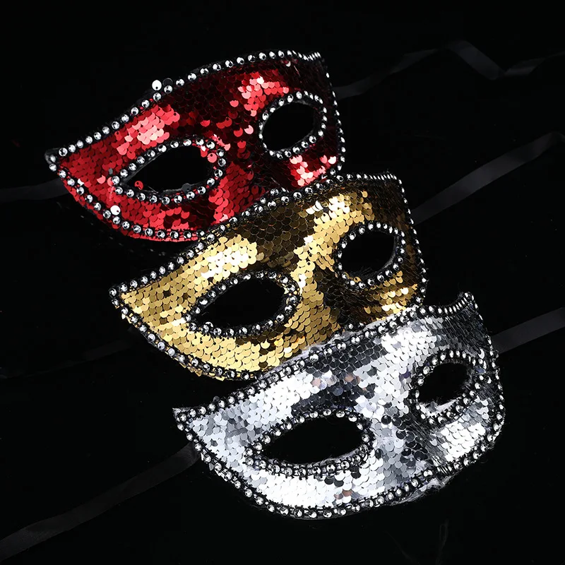 

20pcs Women Girl Boy Men Fox Half Face Sequin Mask Halloween Masquerade Party Bar Cute Charming Birthday Wedding Festival