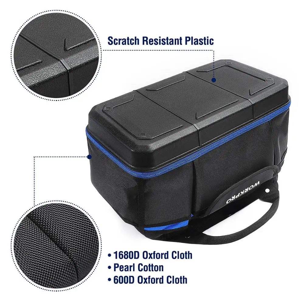 WORKPRO-Bolsa de almacenamiento de herramientas, kit de herramientas de boca ancha de 15 pulgadas, 1680D, impermeable, organizador de herramientas