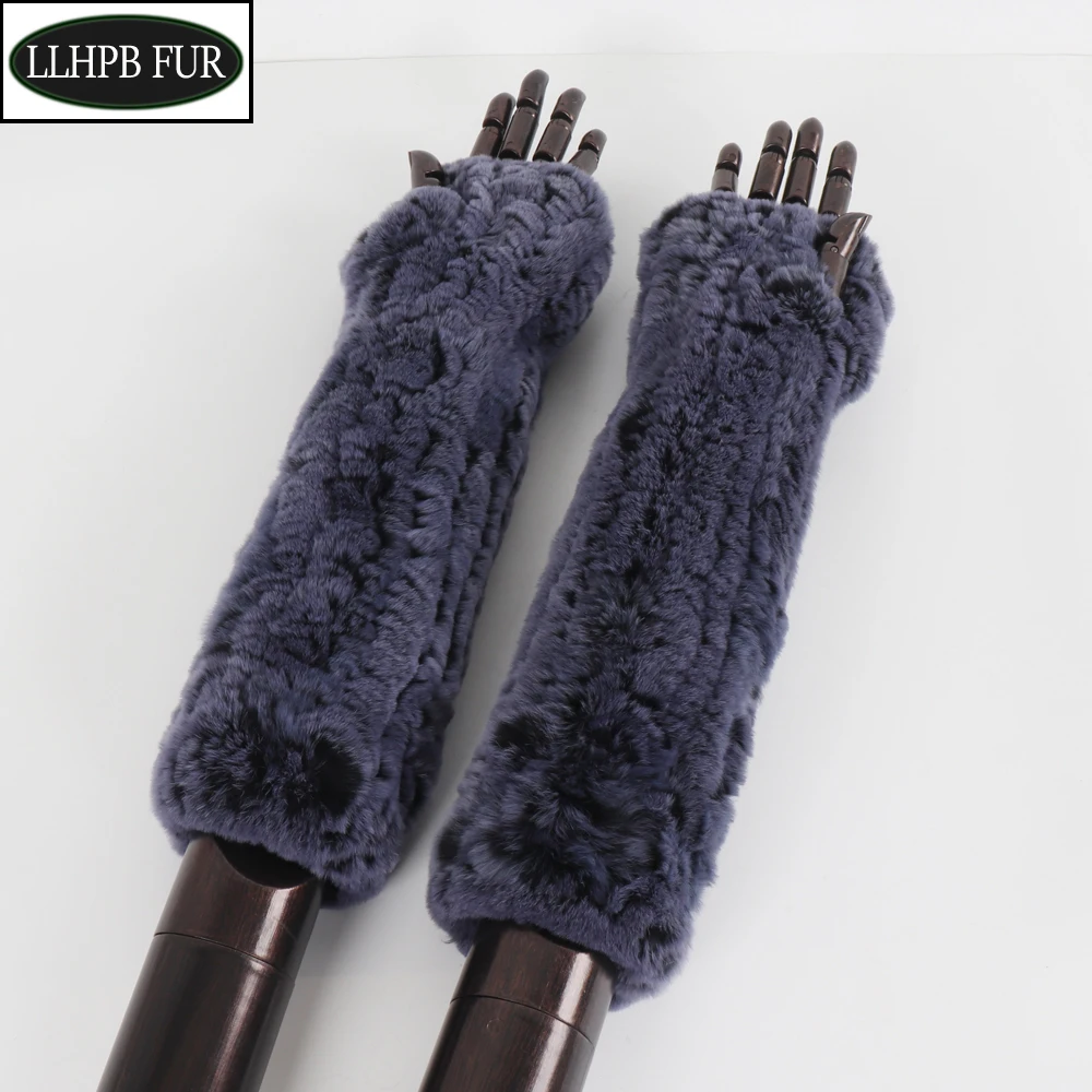 

New Outdoor Winter Real Rex Rabbit Fur Women Gloves Good Elastic Knitted Female Natural Fur Mittens Keep Warm Fluffy Fur Glove