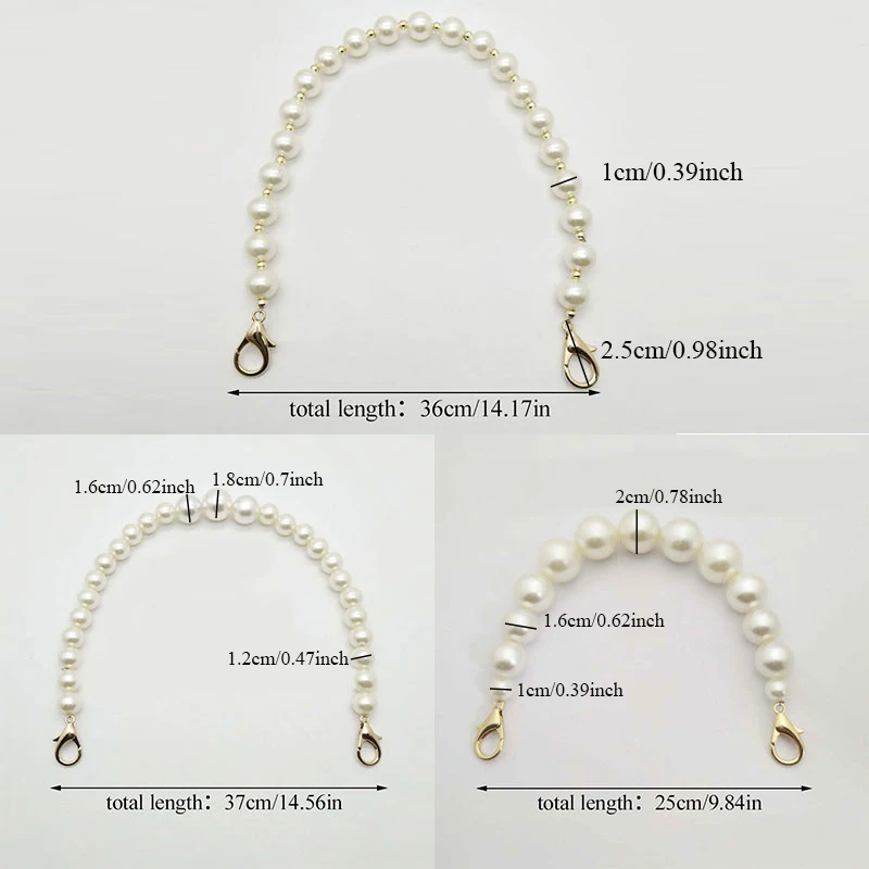 15-120cm Faux Pearl Bag Strap Beaded Bag Handle Shoulder Straps Women O bag Handles Replacement for Handbags Strap Accessories