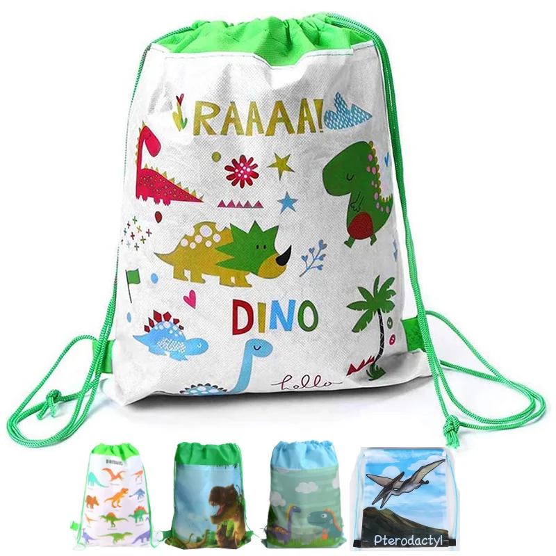 7 Designs Dinosaur Party Drawstring Bag Backpack Goodies Jurassic World Kids Dino Birthday Decor Favor Gift Baby Shower Supplies