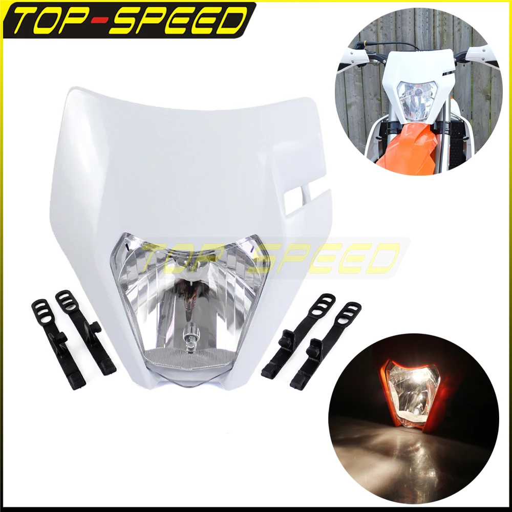 White Motorcycle Headlight Headlamp Enduro Dirt Bike Motocross Supermoto H4 Bulb For EXC EXCF XC XCF XCW XCFW MX SXF XC-W