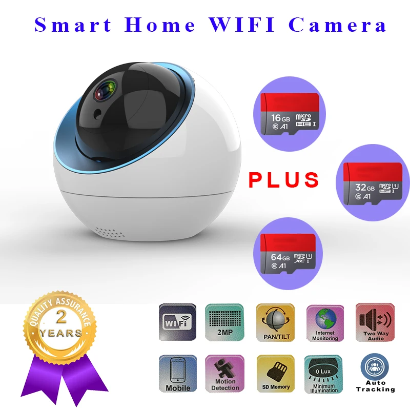 WIFI camera 1080P wireless support H.264 infrared 3.6mm lens Onvif Cloud TF card automatic tracking storage for home security ca