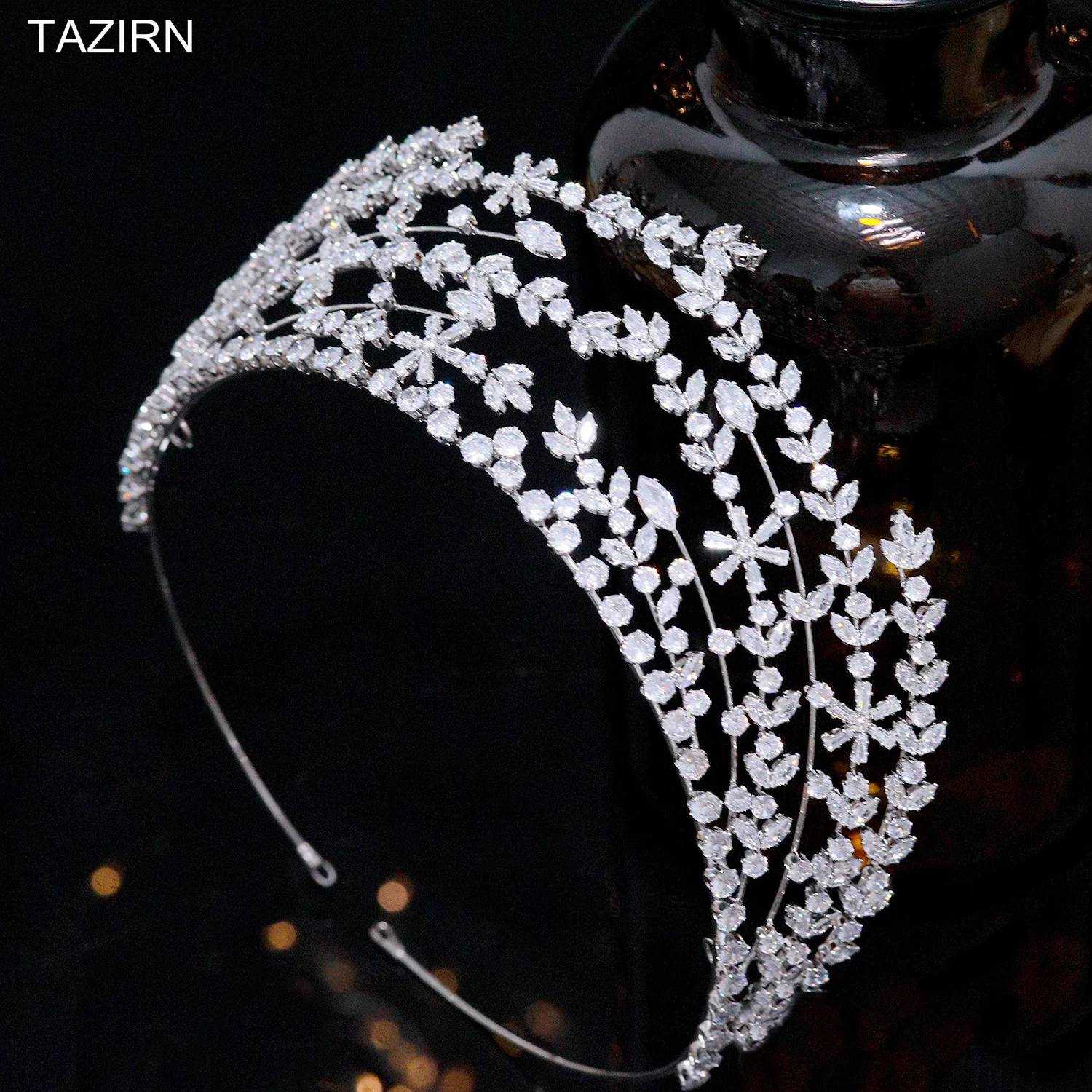 Newest Design Zircon Wedding Crowns for Women Handmade Headdress Princess Silver CZ Tiaras Birthday Bride Prom Headpieces