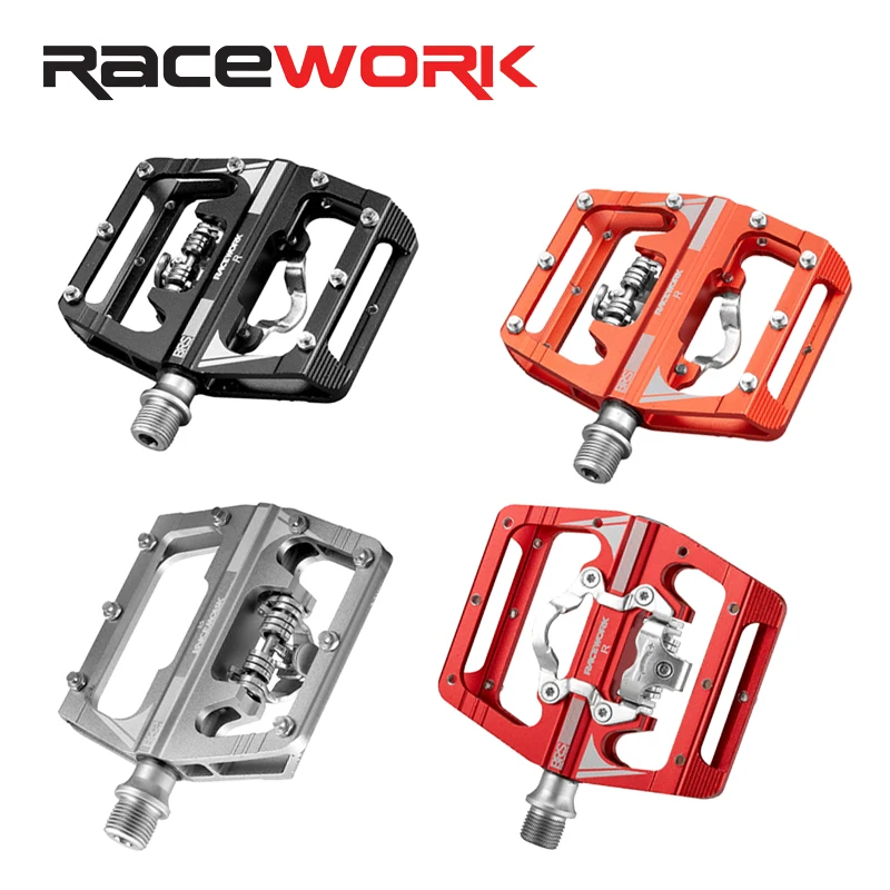 RACEWORK M215 Pedals For Bicycle Footrest Mtb Mixed Pedals Clip Mountain Bike Foot Rest Double Function Spd Aluminum Footrest