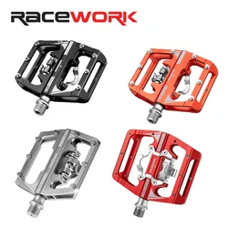 RACEWORK M215 Pedals For Bicycle Footrest Mtb Mixed Pedals Clip Mountain Bike Foot Rest Double Function Spd Aluminum Footrest