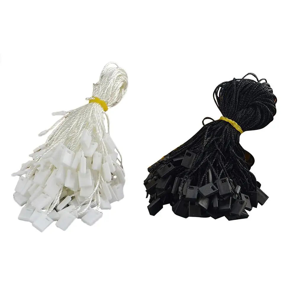 1000Pcs Clothing Hang Tag String Nylon Black Rope With Push Locker String Snap Lock For Garment Stringing Price Hangtag Seal Tag