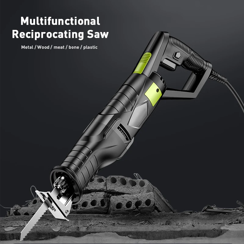 850W Powerful Reciprocating Saw Adjustable Speed Deformable Multi-function Electric Saw For Wood Metal Plastic Meat Cutting Tool