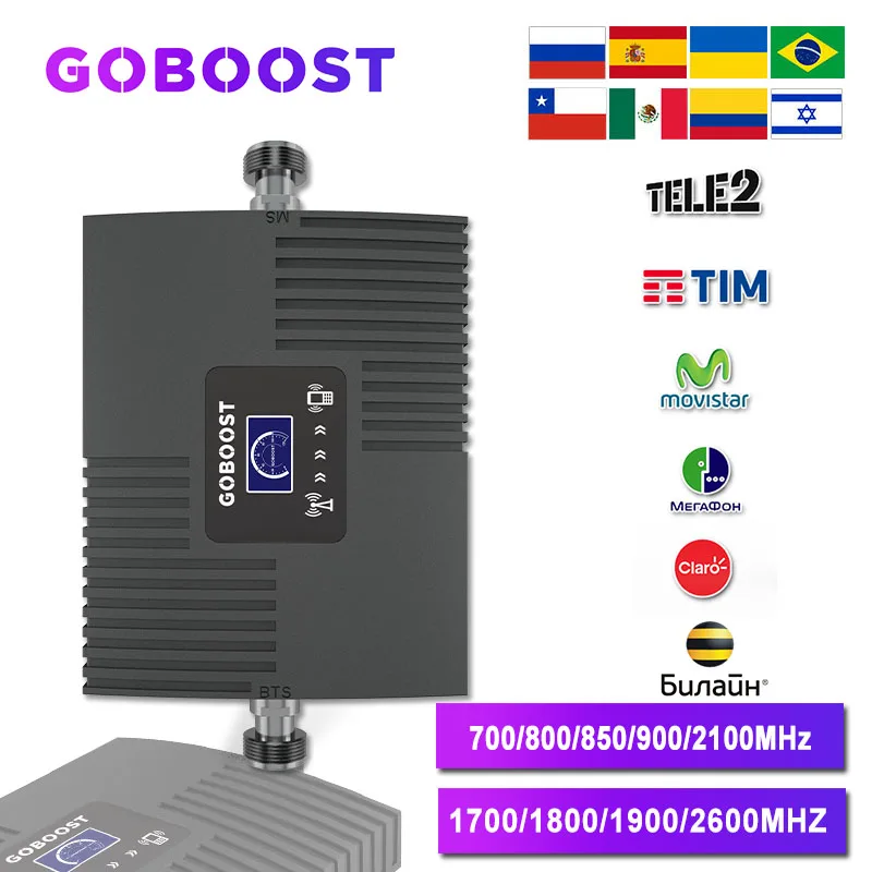 Усилитель сигнала GOBOOST GSM 2G CDMA 850 900 UMTS 2100, усилитель LTE 4G DCS 1800 PCS 1900 AWS 1700 LTE 800 700 2600, ретранслятор