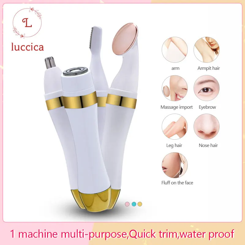 LUCCICA -Eyebrow Trimmer Electric Lady Epilator Multi-function Women's Painless Hair Eyebag Wrinkle Remover & Eyes Massager