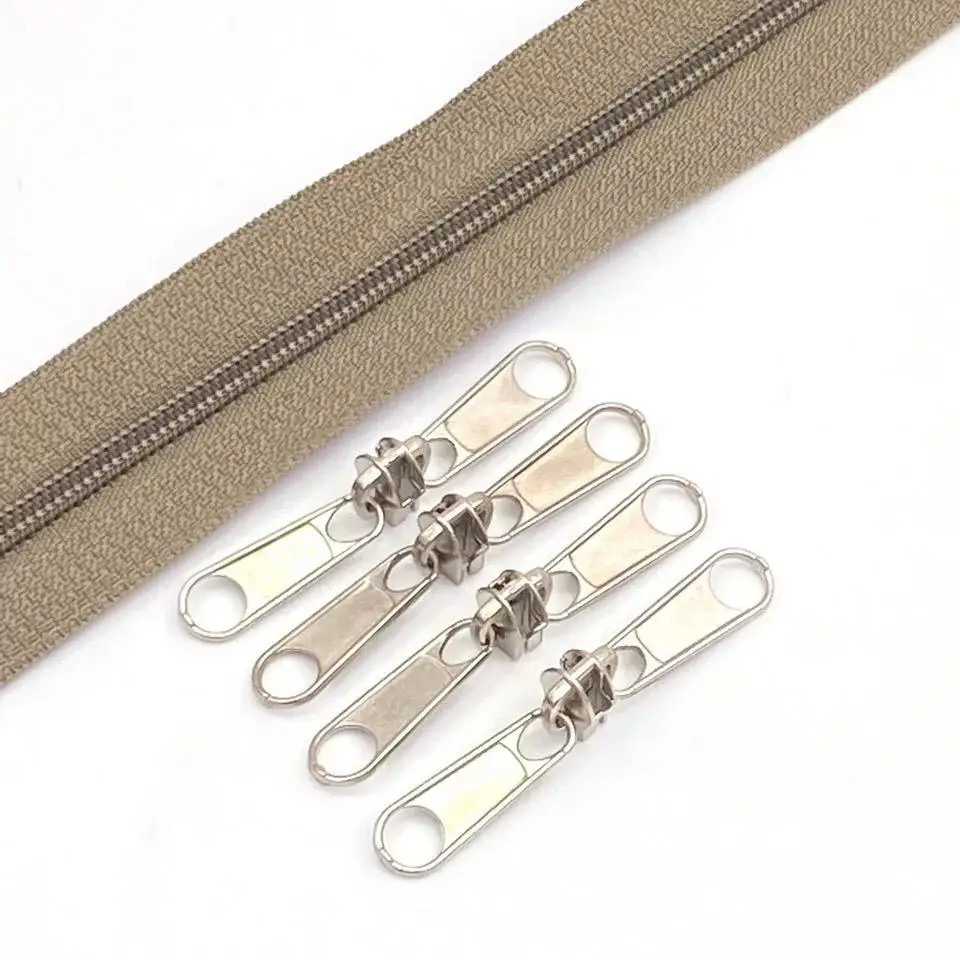 10Pcs/lot Silver Color 5# Double Sided Nylon Zipper Slider Fashion Zipper Puller DIY Handwork Bag Luggage AA7663