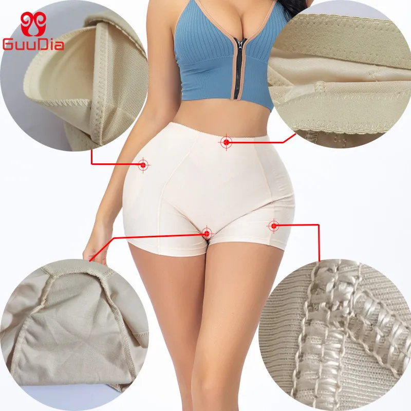 GUUDIA Removable Pads Women\'s Hip Butt Lifter Boy Shorts Sponge Padded Body Shaper Butt Hip Enhancer Control Panties Push Up