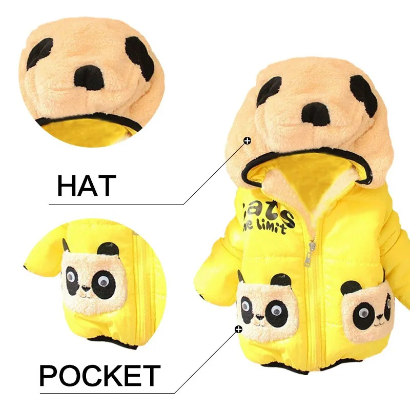 Retail 1pc Children Clothing Panda Cartoon Outwear Baby Boy Winter Wear Thickening Outerwear Coat Kids Cotton Padded Jacket