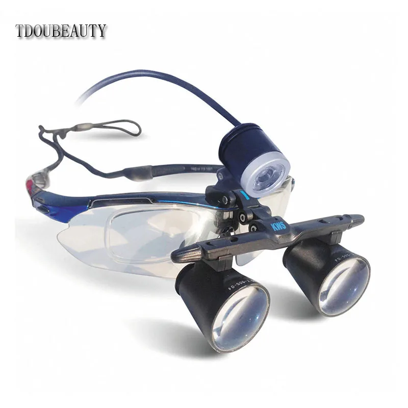 

TDOUBEAUTY FD-501G-2 1W LED Dental Head Light And One-Way Spiral Filter Magnifier Loupe Free Shipping