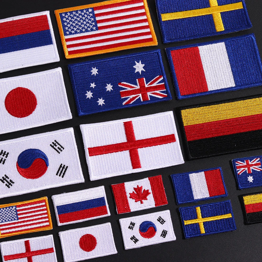 Parche de Bandera de País a rayas bordadas, Rusia, Reino Unido, Francia, UE, Países Bajos, parches militares tácticos, apliques del ejército,