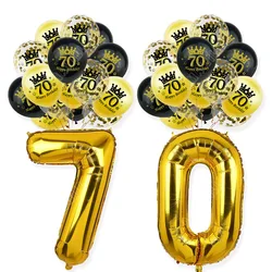 Happy 70th Birthday Party Decorative Adult 70 Years Old Balloon 12Inch Latex Confetti Number Foil Balloon 70 Anniversary Supply