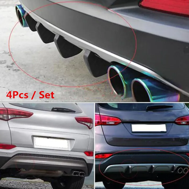 4pc Universal Car Rear Bumper Cast Shark Spoiler For Seat Ibiza Leon Toledo Arosa Alhambra Exeo Supercopa Mii Altea Cordoba