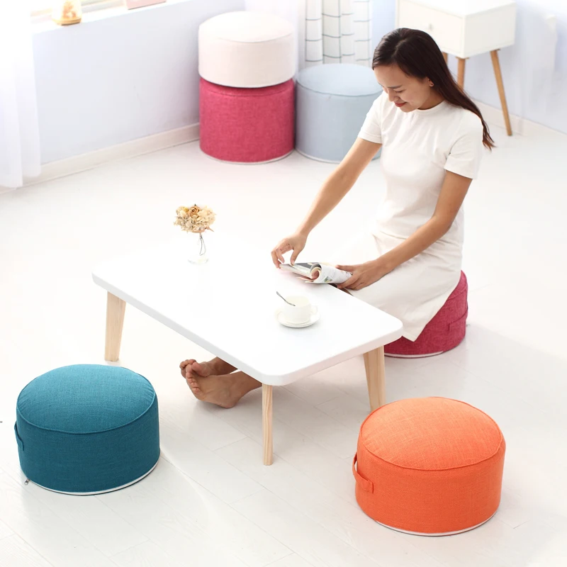 Cerimônia de chá piso puffs com recheios algodão linho tatami footstool otomano engrossar meditação almofada yoga almofada redonda futon