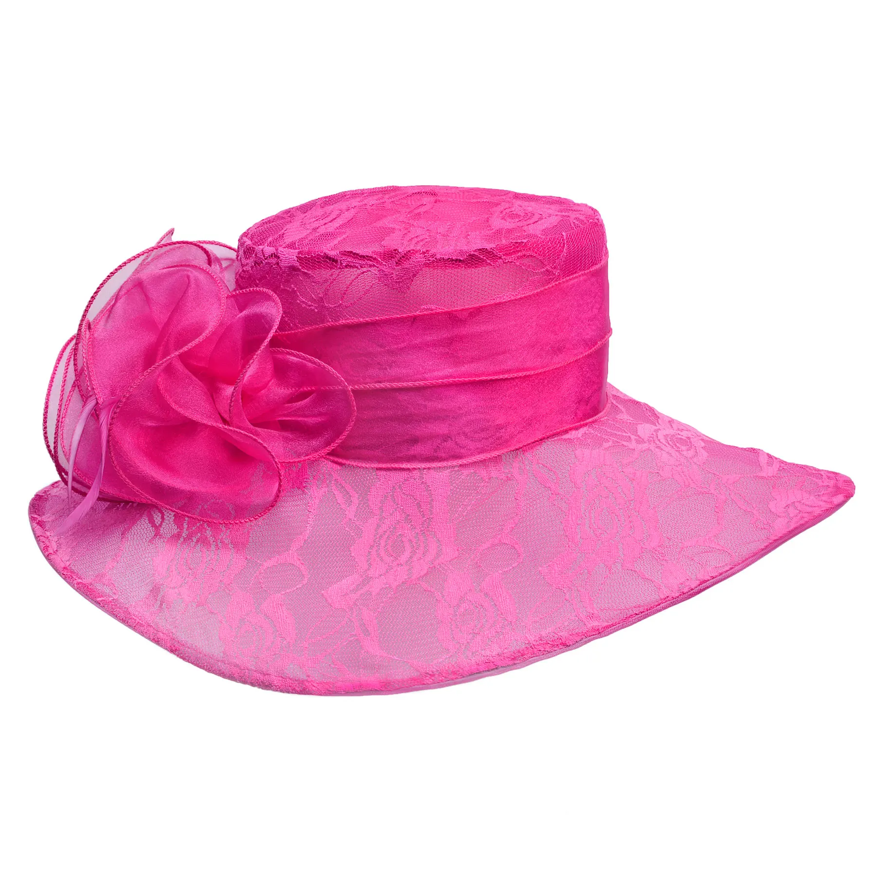 Lawliet Womens Lace Floral Kentucky Derby Organza Wide Brim Tea Party Church Sun Hat A440