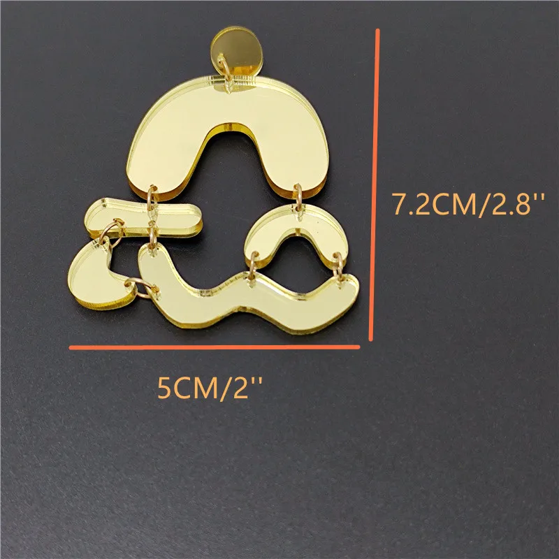 KUGUYS Mirror Gold Silver Color Distorted Geometric Acrylic Drop Earring for Women Trendy Irregular Fashion Jewelry Accessories