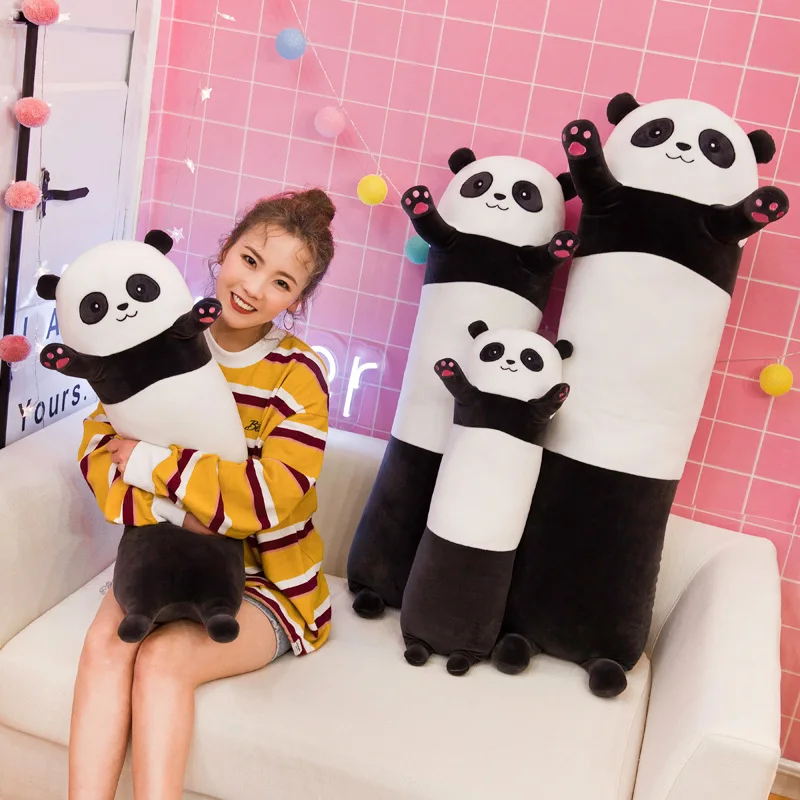 70-130cm Long Giant Panda Plush Toys Cylidrical Animal Bolster Pillow Koala Stuffed Plushie Children Sleeping Mate Gift for Kids