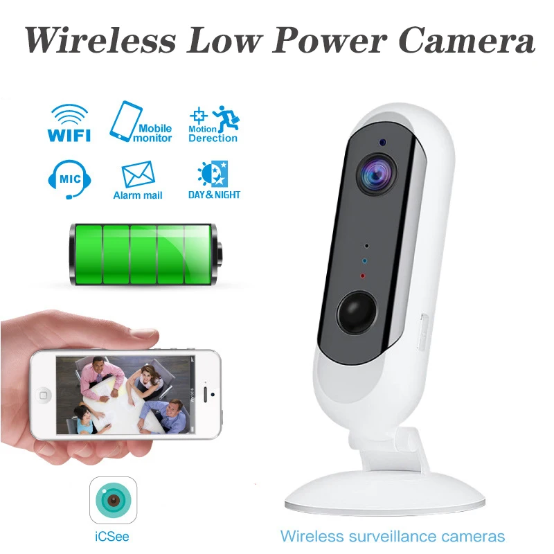 Surveillance Camera Battery IP Camera WiFi Rechargeable Security Low Power 1080P HD Wireless Home IR Night Vision Alarm Audio