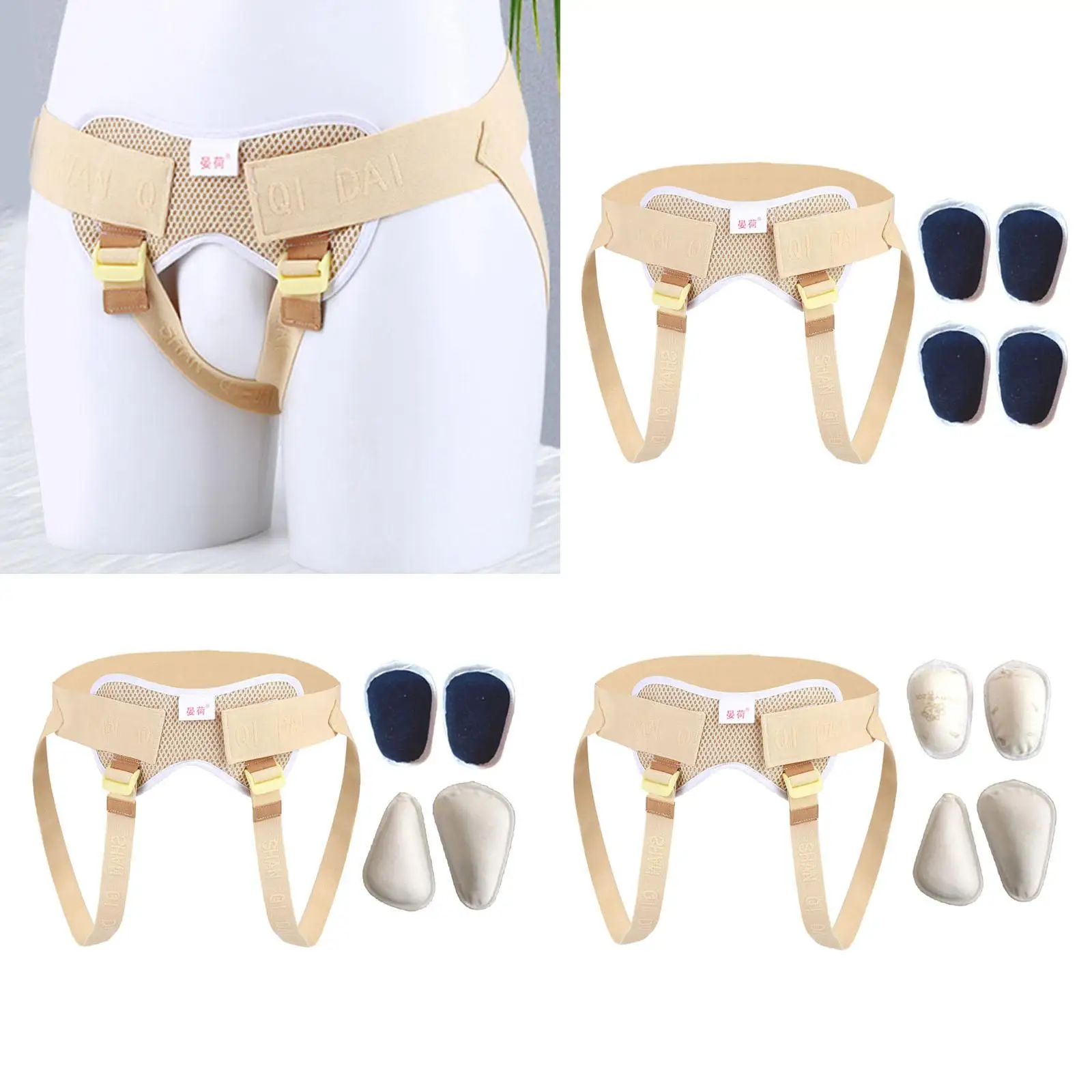 Inguinal Hernia Support Belt Abdominal Sports Hernia Brace Guard for Men Adult Comfortable Material with 4 Compression Pads