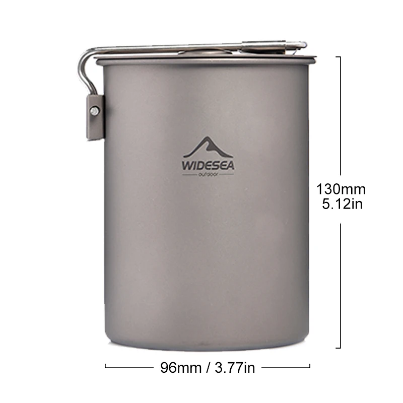 Widesea Camping Cookware Titanium Tableware Tourist Pot Outdoor Cooking Cup Kitchen Picnic Utensils Backpack Hiking Trekking