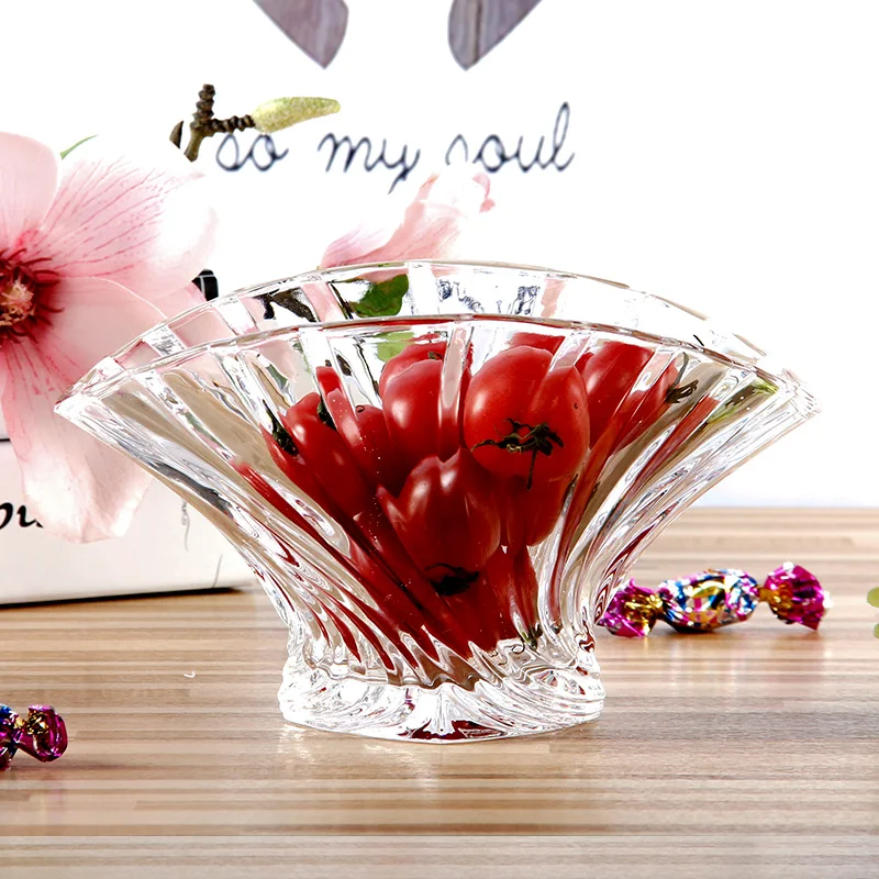 Shell Shaped Crystal Glass Fruit Bowl Decorative Glass Candy Bowl Snack Organizer Living Room Tableware Party Serving Glassware