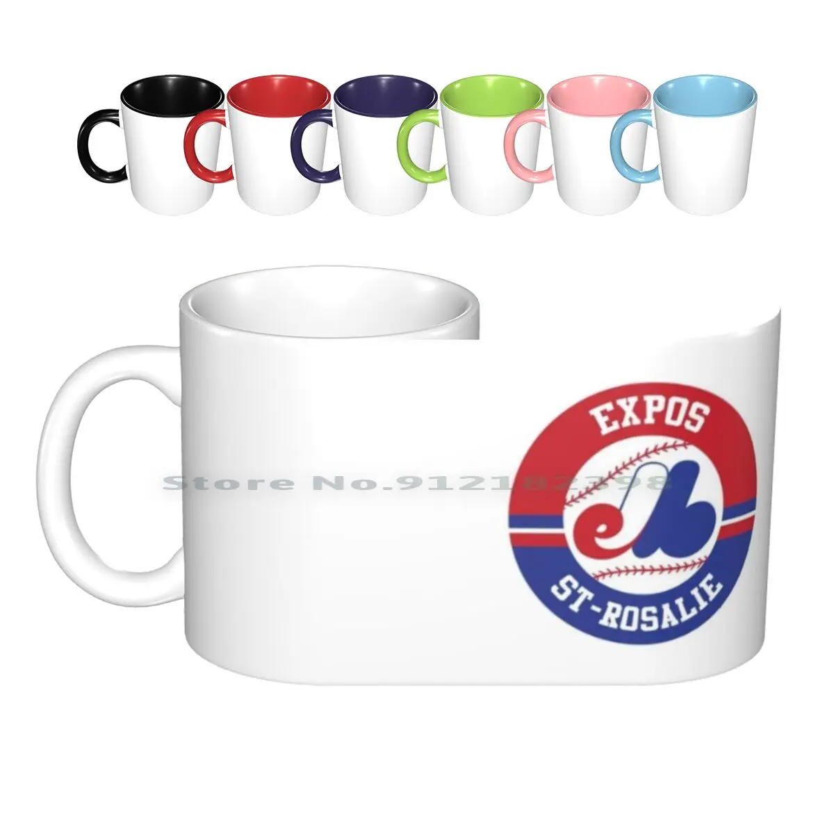 Expos De Saint-Rosalie Ceramic Mugs Coffee Cups Milk Tea Mug Expos Saint Rosalie Logo Baseball Balle Molle Bleu Rouge Blanc