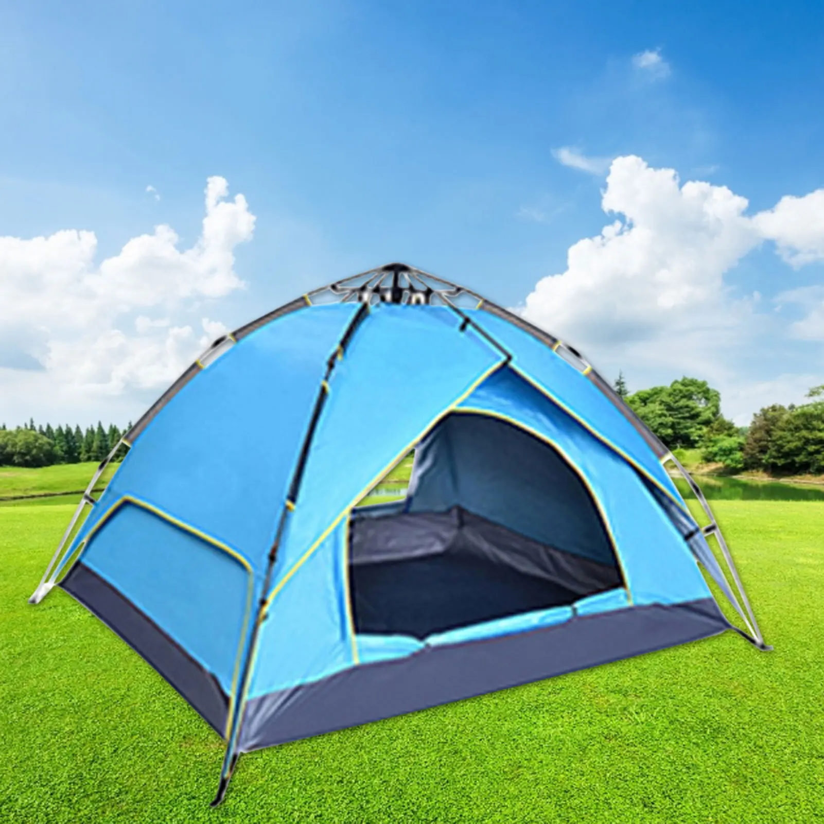 Double Layer Camping Automatic Pop UpTent Waterproof Lightweight Large Space 2-3 Person Easy Setup Tents For Hiking Travel Beach