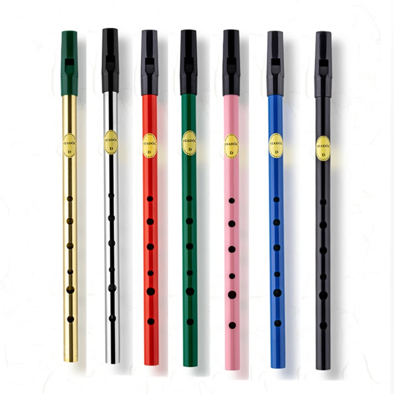 Brass Irish Whistle Flute C/D Key Ireland Feadog Flute Tin Pennywhistle Metal Dizi Feadan 6 Color Available Musical Instrument