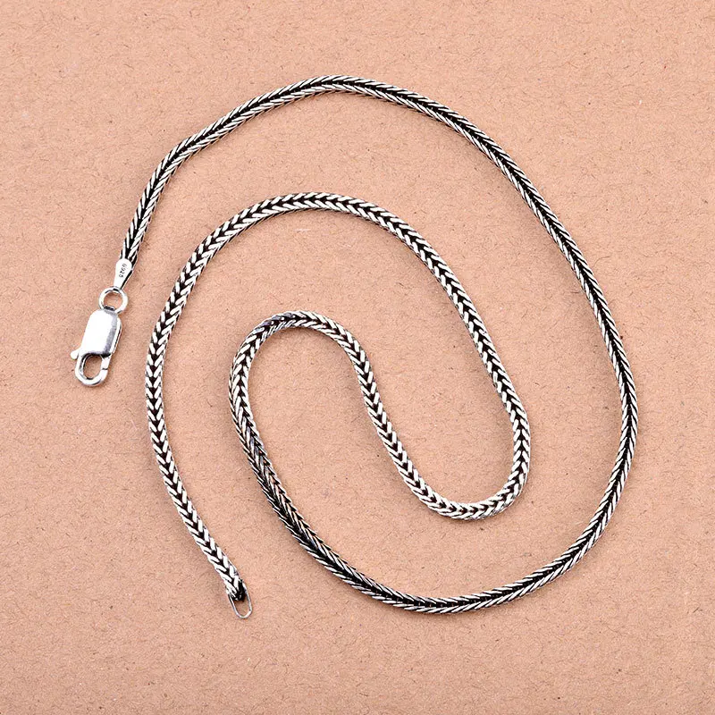 KJJEAXCMY Fine Jewelry Wholesale S925 Silver Ornaments 2.5M Unisex Foxtail Chain Snake  New