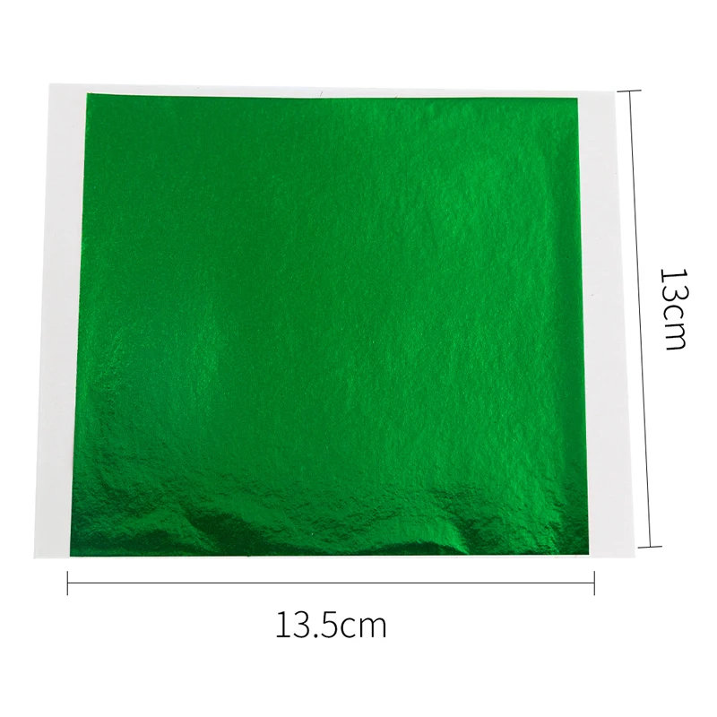 100pcs 13x13.5cm Green Foil Paper Gold Leaf Sheets in Arts Crafts Furniture Nail Decoration Painting Potal