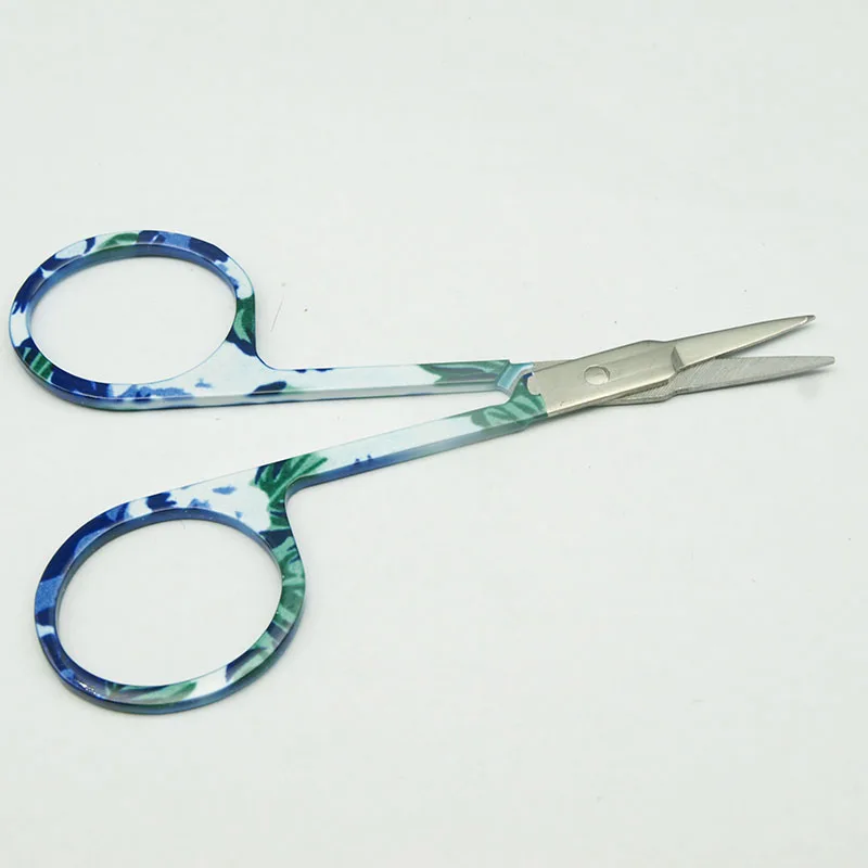 1pcs Green pattern Double eyelid stick Scissor Manicure For Nails Eyebrow Nose Eyelash Cuticle Scissors Curved Makeup Tools