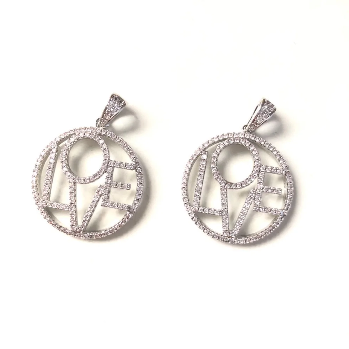 5pcs LOVE Words Charm for Jewelry Making Bling Rhinestone Pave Letter Pendant Women Bracelet Necklace Earring Keychain Accessory