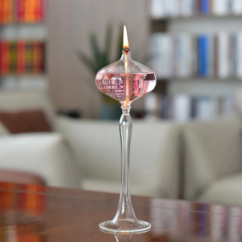 1PCS  Handmade Glass Transparent Oil Lamp Wedding Decoration Creative Glass Kerosene Lamp Glass Candlestick New Home Gift