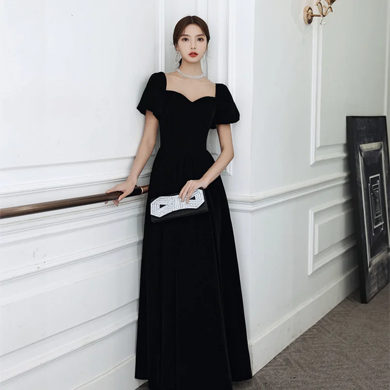 Women Semi-Formal Dress Sweetheart Mono Elegant Party Gowns Floor-Length Straight Cap Sleeve Chiffion Simple Bar Mitzvah Dress