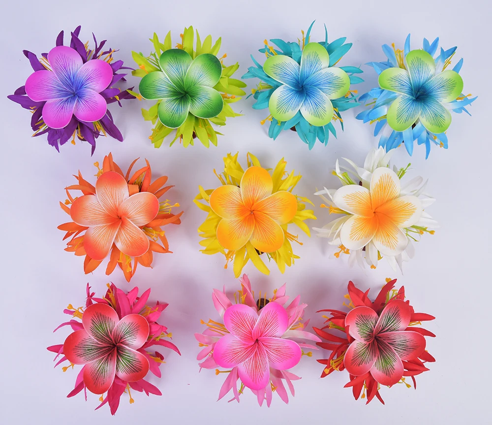 

MIXED COLOR Free Shipping 50pcs/Lot HC00046 10Color Foam Flower W Spider Lily Hair Claw Women Accessories Hawaii Tropical Flower